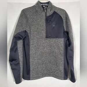 SPYDER GREY BLACK 1/4 ZIP GAIT PULLOVER STRETCH FLEECE MOCK NECK JACKET MENS MED
